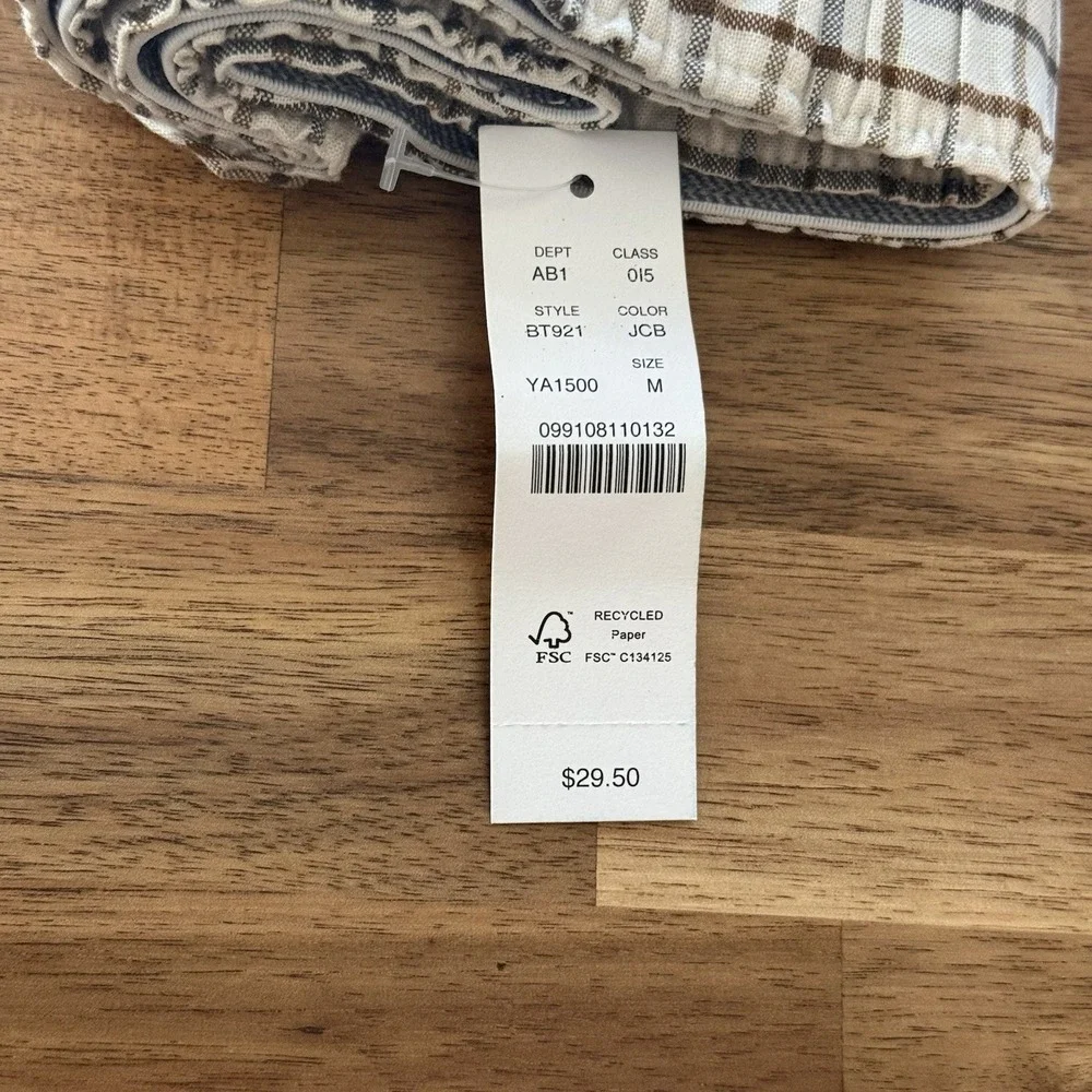 NWT LOT of 2 J CREW Organic Cotton Boxers Underwear Men's Medium Plaid / Brown